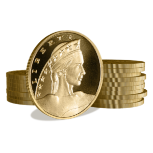 1 ounce Gold Liberty silver round